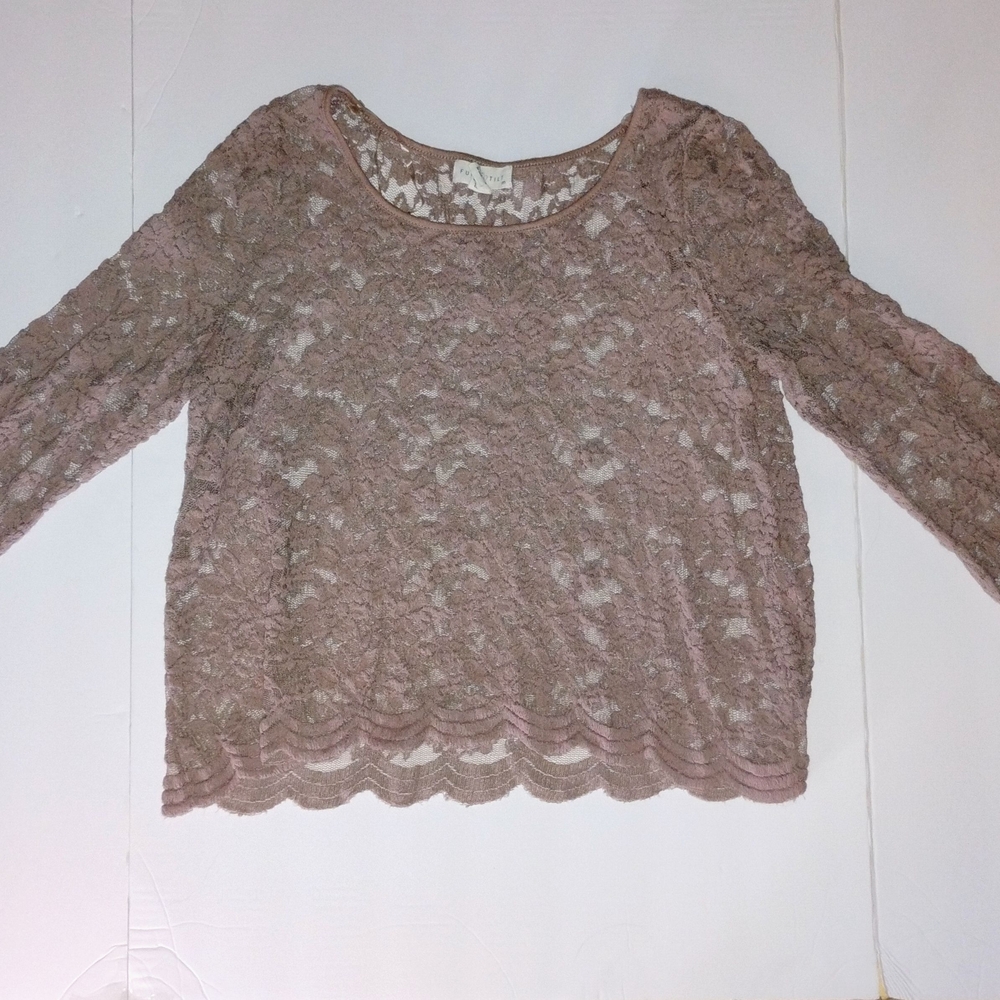Full Tilt Dusty Mauve Lace Long-Sleeve Top - Picture 4 of 7